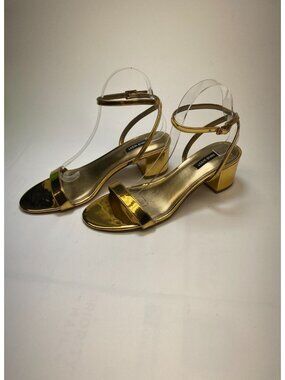 Nine West Women's Allora Gold Metallic Heeled Sandal Sz 9.5
